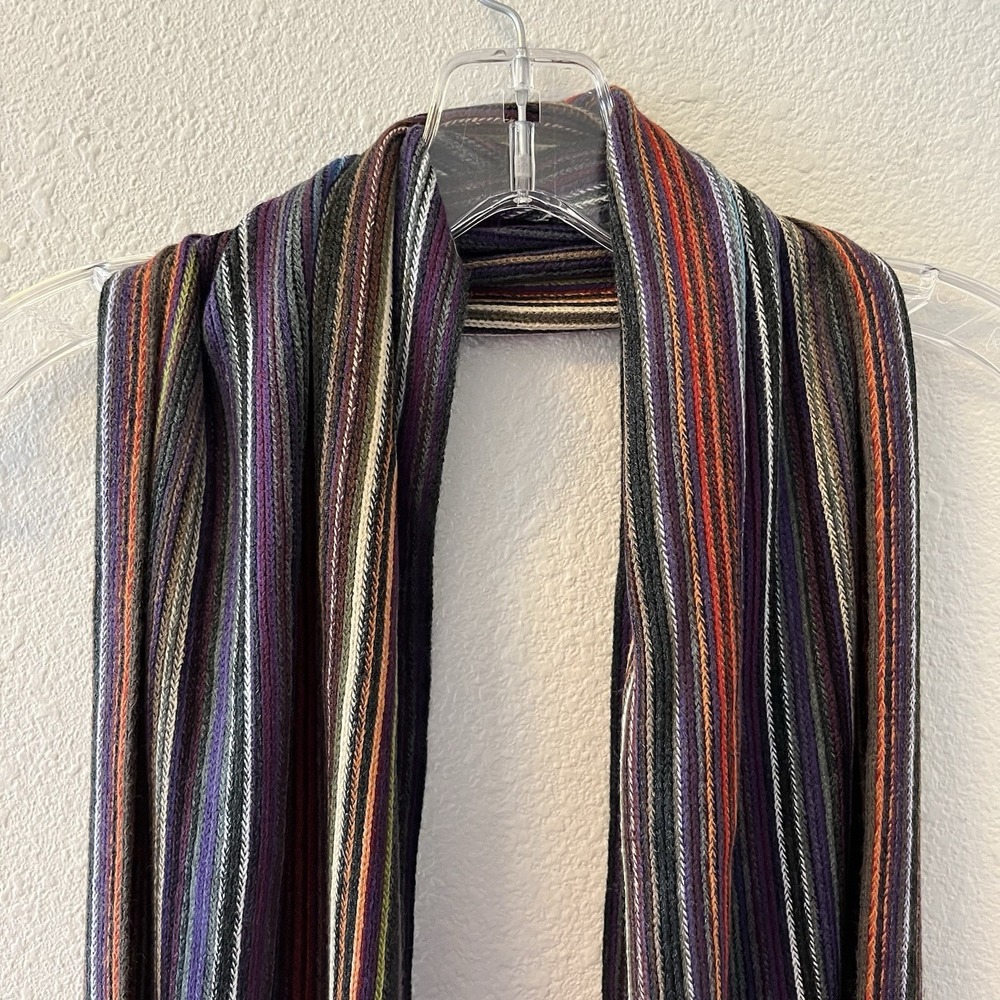 Y2K Style Thin Scarf Knit Fringe Rainbow Colorful Long Tallia - Picture 4 of 6